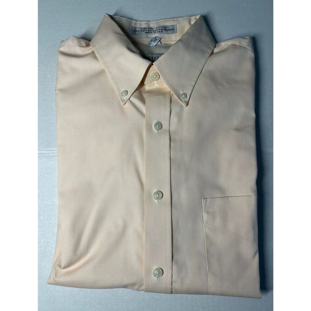 Geoffrey Beene Button Down Shirt Size 15 32/33 Wrinkle Free Pinpoint Oxford